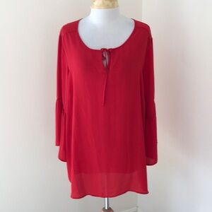 Violet + Claire 2X red bell sleeve , front tie top.